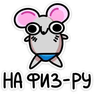 😶 НА ФИЗ-РУ 쥐, 만화, 웃긴, 러시아, 운동, 동물 telegram sticker