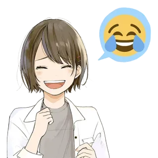 😂 animé, fille, souriant, rire, emoji, joyeux telegram sticker