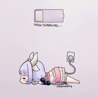 🍙 Now charging... Anime, Sạc, Pin, Dễ thương, Kawaii telegram sticker