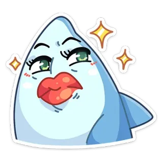 👄 Tiburón, Animal, Lindo, Dibujo animado, Divertido, Brillo, Labios telegram sticker