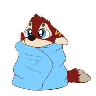 🌯 animal, dibujos animados, lindo, peludo, manta, lobo, cachorro telegram sticker