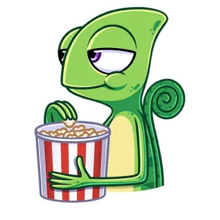 🍿 Tắc kè hoa, Bắp rang bơ, Động vật, Hoạt hình, Xem, Thư giãn whatsapp sticker