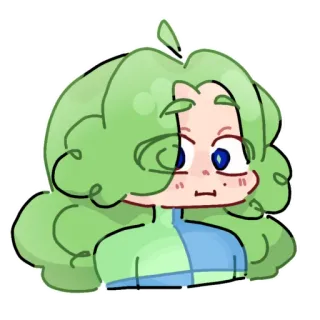 🤐 Dibujo animado, Personaje, Verde, Azul, Chica, Ilustración telegram sticker