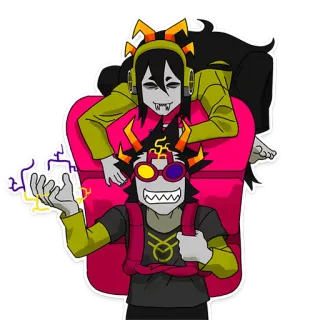 💥 Мультфильм, Тролль, Рога, Рюкзак, Молния, Персонаж telegram sticker
