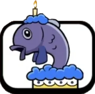 😵 рыба, торт, свеча, день рождения, животное, еда, праздник telegram sticker