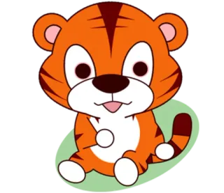 🐯 tiger, animal, cartoon, cute, orange, cub telegram sticker