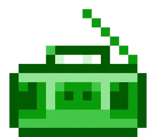 🌟 radio, pixel art, retro, music, green telegram sticker