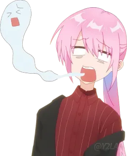 😵 anime, cartoon, sticker, funny, pink hair, ghost, exaggerated expression telegram sticker