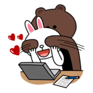 🙃 милый, кролик, медведь, любовь, сердечки, веселье whatsapp sticker