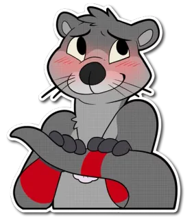 😳 수달, 만화, 동물, 귀여운, 얼굴이 붉어진 telegram sticker