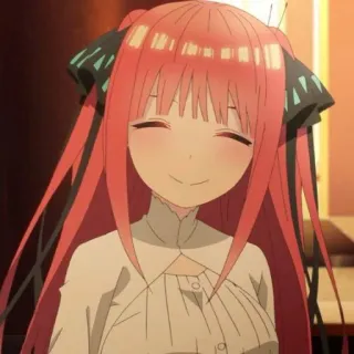 🍷 Nino Nakano The Quintessential Quintuplets Anime, fofo, sorrindo, retrato, Nino Nakano, The Quintessential Quintuplets, Mangá whatsapp sticker