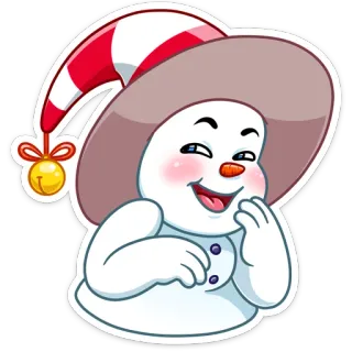 😀 muñeco de nieve, dibujos animados, invierno, gorro, personaje, lindo, nieve whatsapp sticker