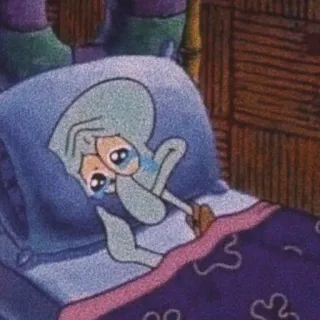 😭 Squidward Spongebob Squarepants Octo, huilen, verdrietig, Spongebob, cartoon, Nickelodeon telegram sticker