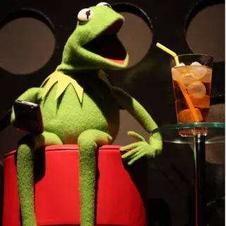 🍹 Kermit Kermit the Frog, puppet, drinking, cocktail, Muppets telegram sticker