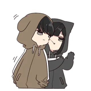 😏 Anime, Dibujos animados, Abrazo, Pareja, Chibi, Lindo, Manga telegram sticker
