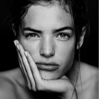 🤔 mulher, retrato, rosto, preto e branco, monocromático, modelo, beleza telegram sticker