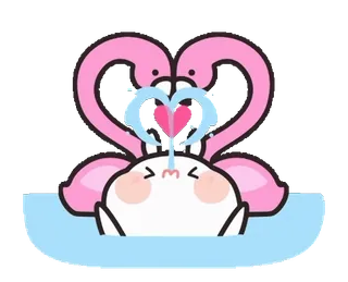 🦩 flamingo, heart, cute, cartoon, animal, love, pool telegram sticker