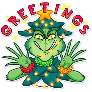 👋 The Grinch GREETINGS Grinch, Navidad, Saludos, Dibujos animados, Festivo, Árbol de Navidad whatsapp sticker