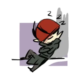 😴 ZZZZ sleeping, cartoon, red helmet, resting, nap telegram sticker
