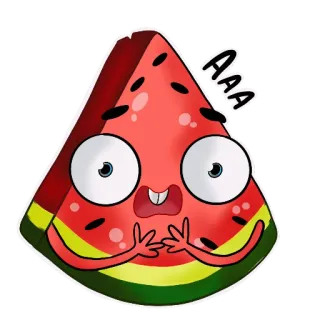 😲 AAA anguria, frutta, cartone animato, adesivo, cibo, carino, espressione whatsapp sticker