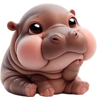 🙄 cucciolo di ippopotamo, ippopotamo, carino, animale, cartone animato telegram sticker