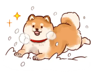❄️ shiba inu, cane, carino, neve, inverno, animale whatsapp sticker
