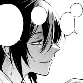 🐁 Anime, Manga, Personage, Zwart-wit, Glimlach telegram sticker