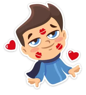 💖 Cartoon, Figur, Kuss, Herzen, Liebe whatsapp sticker
