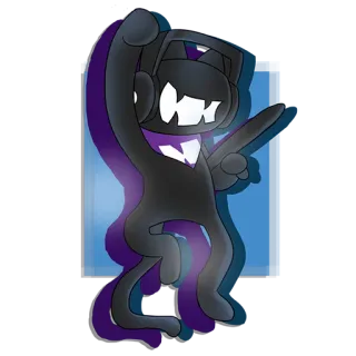 ✌️ персонаж, мультфильм, наушники, указывает, фиолетовый telegram sticker