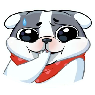 😅 cão, filhote, fofo, cachecol, preocupado, animal telegram sticker