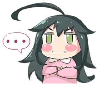 😑 ... anime, girl, thinking, doubt, cartoon, pout telegram sticker