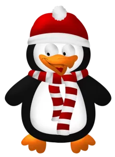 🐧 เพนกวิน, ฤดูหนาว, คริสต์มาส, ผ้าพันคอ, หมวก, การ์ตูน whatsapp sticker