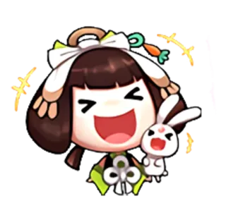 😐 cute, cartoon, kawaii, bunny, happy, childlike telegram sticker
