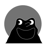 😛 frog, cartoon, eyes, mouth, black and white, blob, simple telegram sticker
