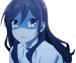 😢 Anime, Garota, Chocada, Preocupada, Assustada, Expressão telegram sticker