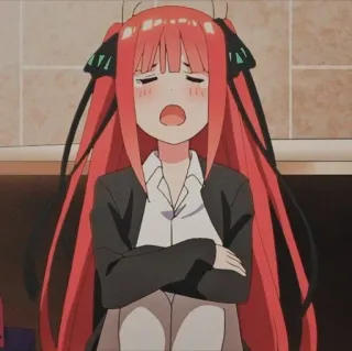 🌿 Anime, Garota, As Quíntuplas, Bocejo, Cabelo Longo whatsapp sticker