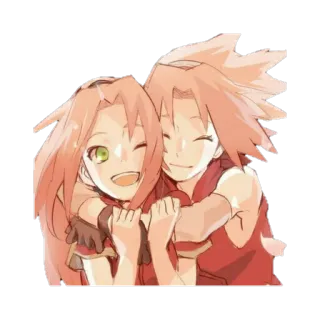 👩 Sakura Naruto anime, girl, cute, smiling, hugging, sakura, naruto telegram sticker