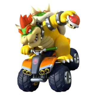 💟 Bowser Mario Kart Bowser, Mario Kart, turtle, video game character, villain, ATV telegram sticker