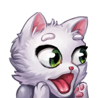 😱 cat, kitten, cute, animal, cartoon, white cat, pet, illustration telegram sticker
