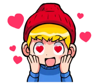 😍 amor, corazón, dibujos animados, chico, lindo, romántico telegram sticker