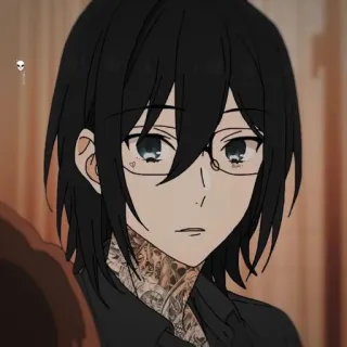 🖤 Аниме, Персонаж, Очки, Татуировка, Портрет, Цифровое искусство telegram sticker
