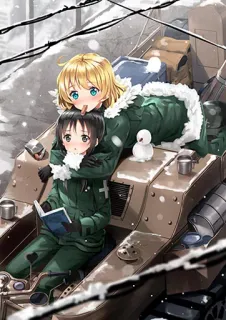 ❤ Anime, Militaire, Char, Filles, Hiver, Neige whatsapp sticker