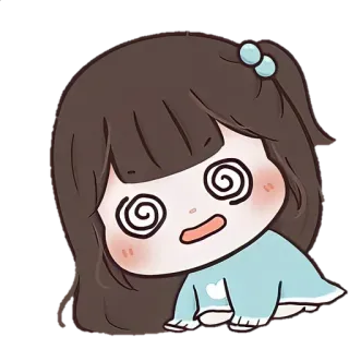 ☀️ kartun, gadis, pusing, terhipnotis, mata, spiral whatsapp sticker