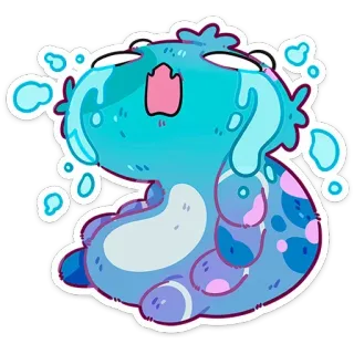 😭 哭, 伤心, 卡通, 蓝色, 水, 角色, 情感 telegram sticker