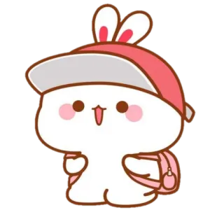 🍼 coelho, fofo, desenho animado, animal, personagem, kawaii, chapéu, mochila telegram sticker