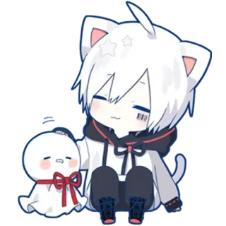 😌 anime, cartoon, cute, kawaii, cat, character whatsapp sticker