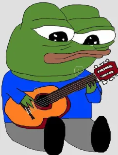 🎸 Pepe the Frog Pepe, rana, guitarra, música, meme, triste, cultura de internet telegram sticker