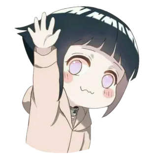 🖤 Hinata Hyuga Naruto 애니메이션, 히나타, 나루토, 캐릭터, 귀여운, 손 흔들기, 인사 telegram sticker