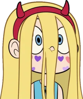 👩 Star Butterfly Star vs. the Forces of Evil การ์ตูน, ดิสนีย์, ผมบลอนด์, ผม, ปีศาจ, อนิเมะ telegram sticker