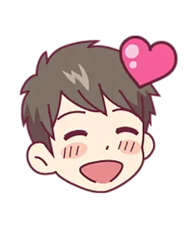 😍 Cartoon, Blij, Hart, Leuk, Liefde, Persoon, Kawaii telegram sticker